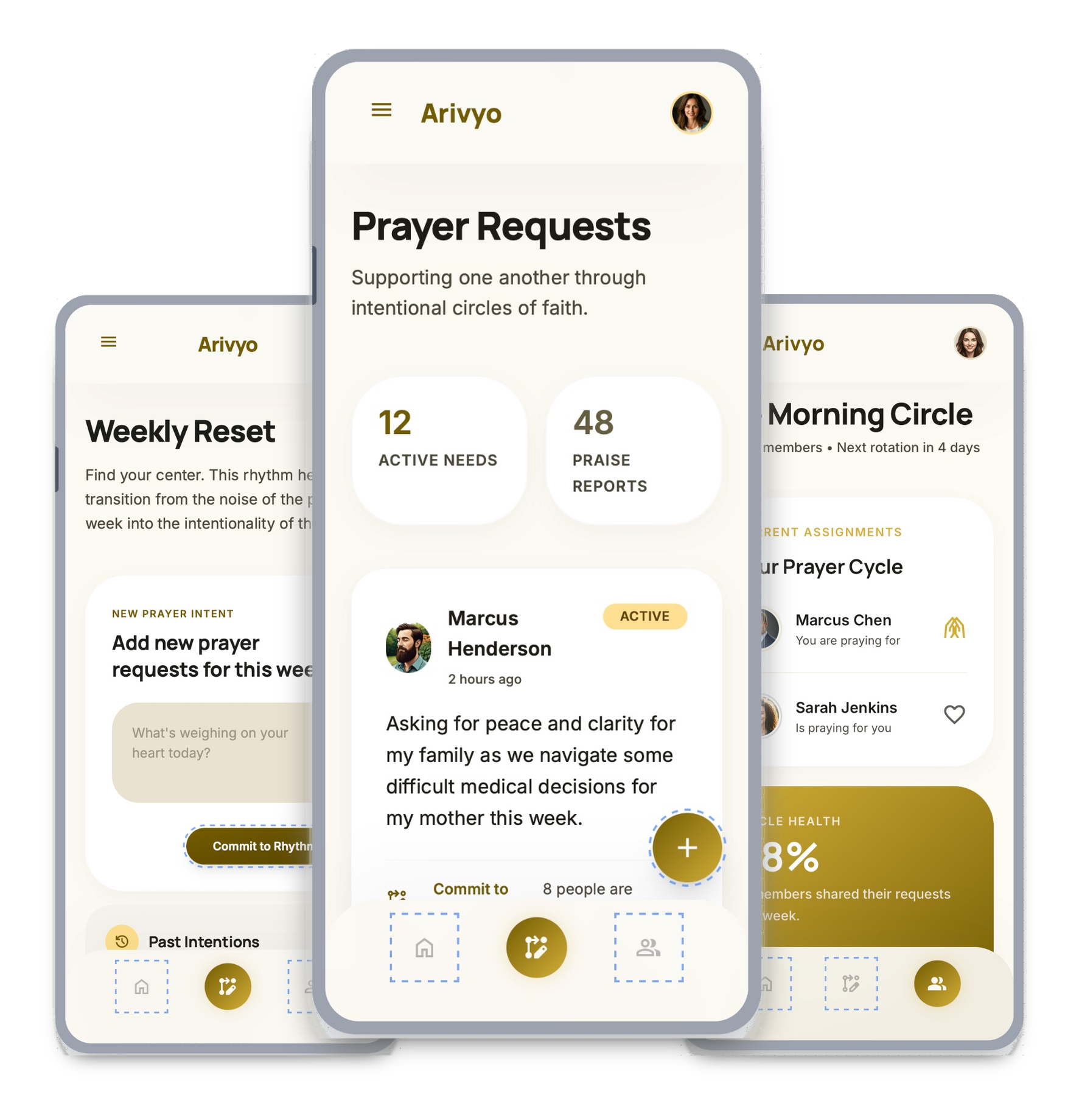 Preview of the Arivyo Prayer app interface